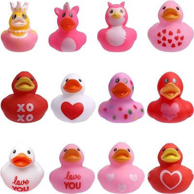 12pcs Rubber Ducks,Favor or Small Prize,Bath Decor Party Favors for Kids (Valentine Duck)