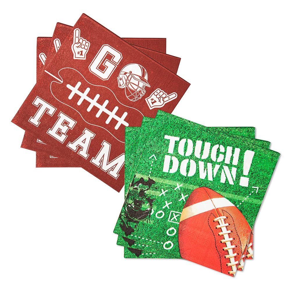 100pcs Football Napkins- Tailgate Party Football Party Supplies Superbowl Party Decorations Disposable Paper Napkins Set for football Sport Decor Events Frenzy Game Time Favors, 2 Design
