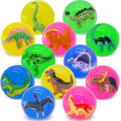 24 Pieces Bouncy Balls for Kids with 3D Dinosaur Inside, Dinosaur Party Favors, 1.7inch Dino High Bounce Balls, Dinosaur Party Favors and Goodie Bag Fillers for Kids,Stuffers for Birthday Party