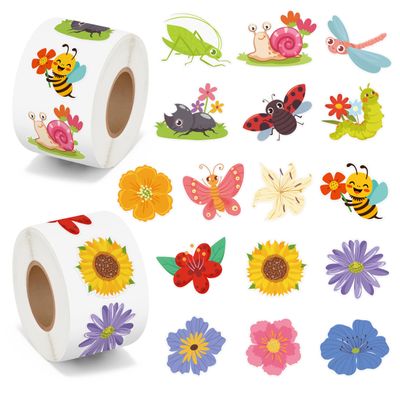 1000Pcs Spring Stickers Roll Summer Flowers Butterfly Insect Self Adhesive Labels for Envelopes Greeting Cards Bottle Decor Seasonal Holiday DIY Crafts Party Favors School Rewards Gifts, 16 Designs