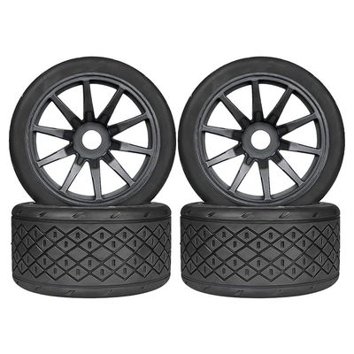 4PCS Rubber Wheels Tires Tyres 107x53mm Hex Adapter 17mm RC Replacement Parts for ARRMA 1/7 Felony FS GT 1/7 Model Racing RC Car Buggy, Type A-Black