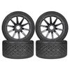 4PCS Rubber Wheels Tires Tyres 107x53mm Hex Adapter 17mm RC Replacement Parts for ARRMA 1/7 Felony FS GT 1/7 Model Racing RC Car Buggy, Type A-Black view 1