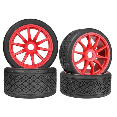 2PCS 107x53mm + 2PCS 100x42mm Rubber Wheels Tires Tyres Hex Adapter 17mm RC Parts for ARRMA 1/7 Felony FS GT 1/7 Model Racing RC Car Buggy, Type A-Red