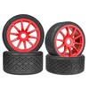 2PCS 107x53mm + 2PCS 100x42mm Rubber Wheels Tires Tyres Hex Adapter 17mm RC Parts for ARRMA 1/7 Felony FS GT 1/7 Model Racing RC Car Buggy, Type A-Red view 1