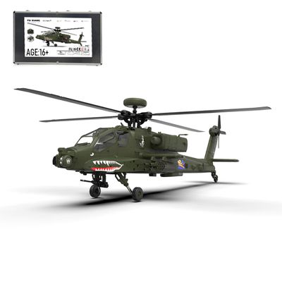 BrickCraftWorks 1/32 F11 AH64 6CH Helicopter Model for Adults, RC Dual Brushless Direct Drive Flybarless 6G/3D Stunt Helicopter, Outdoor Airplane Model Toys (RTF Version)