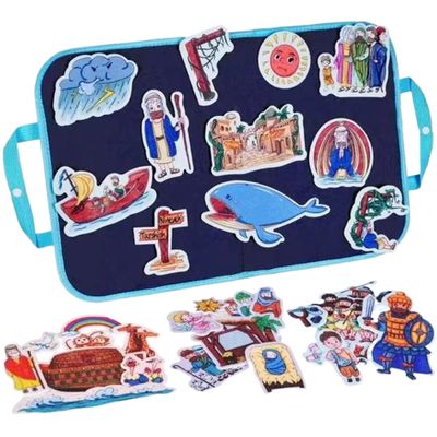 Ckuakiwu 1 Set Felt Board for Toddlers Bible Stories Felt Board Set, Flannel Board Stories Include Noah's Ark, Jonah and The Whale, David and Goliath, Nativity Scene for Kids, Felt Board