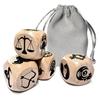 12 Constellations and 12 Chinese Zodiac Animals Dices, Astrology Wooden Dices Divination Accessories, Love Fortune Horoscope Lucky Dices, Game Dices for Party (4Pcs/Set, 25MM) view 1