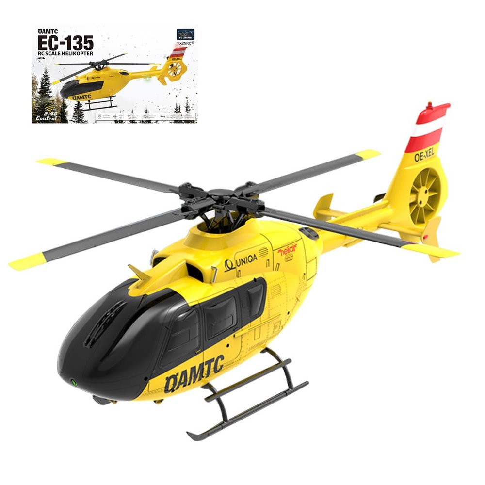 BrickCraftWorks RC Helicopter for Adults, 1/36 Scale EC-135 2.4G F06 6CH RC Direct-Drive Brushless Helicopter 3D Aerobatic Aircraft Model, Outdoor Remote Control Toys Gift (RTF Version)