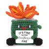 A AIFAMY Emotional Crochet Fire with Legs, Handmade Energy Dumpster Doll with Positive Card for Office Friends Funny Birthday Gag Gifts (Green) view 1