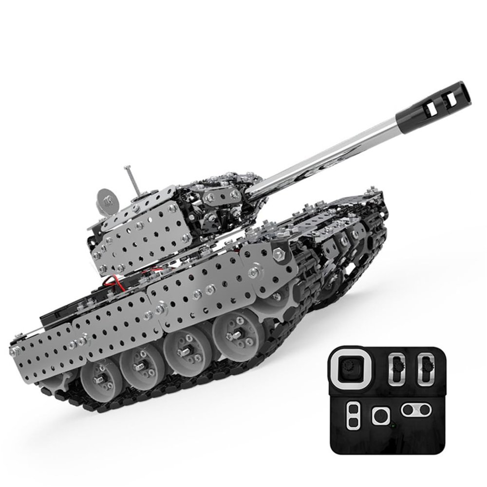 XMBRICDIYY RC Tank Kit for Adults, 10CH 2.4G 3D Metal Puzzles Tank Kit, Mechanical Tank Model Kit, Creative Gift for Christmas Birthday (952PCS)