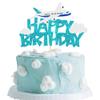1 Pack Airplane Birthday Cake Topper Blue Airplane Happy Birthday Cake Pick Decoration for Plane Travel Airman Theme birthday baby shower Boys Girls Kids Cake Decorations Supplies view 1