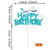 1 Pack Airplane Birthday Cake Topper Blue Airplane Happy Birthday Cake Pick Decoration for Plane Travel Airman Theme birthday baby shower Boys Girls Kids Cake Decorations Supplies view 2