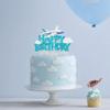 1 Pack Airplane Birthday Cake Topper Blue Airplane Happy Birthday Cake Pick Decoration for Plane Travel Airman Theme birthday baby shower Boys Girls Kids Cake Decorations Supplies view 4