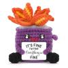A AIFAMY Emotional Crochet Fire with Legs, Handmade Energy Dumpster Doll with Positive Card for Office Friends Funny Birthday Gag Gifts (Purple) view 1