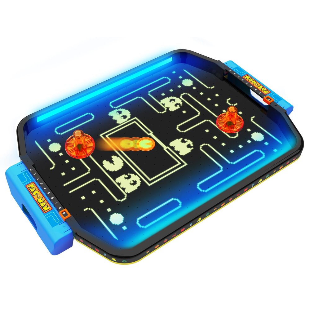 Pac-Man: Arcade Air Hockey - Premium Series, Glow-in-The-Dark Tabletop Game, Motorized Air Cushion, Neon Colors, Licensed, Adults & Kids 6+, 2 Players