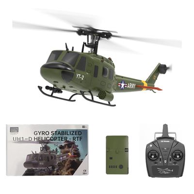 BrickCraftWorks 1/34 UH-1 Huey 2.4G 6CH Brushless Direct-Drive 6G Flybarless RC Helicopter Model with Optical Flow Positioning (RTF Version/Mode1/Mode2)