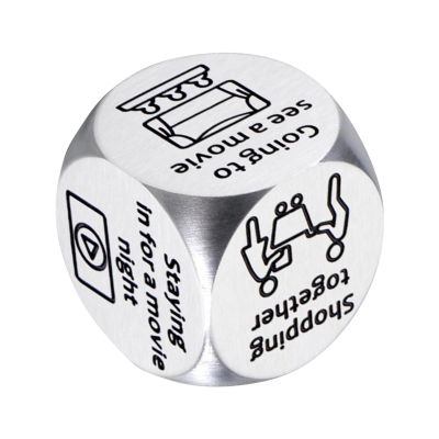 Date Night Dice - Couples Stainless Steel Engraved Dice Game, Portables Date Decision Tool | Romantic Gift Idea Compact Fun Planner for Couples Boyfriend Girlfriend Valentine Anniversaries