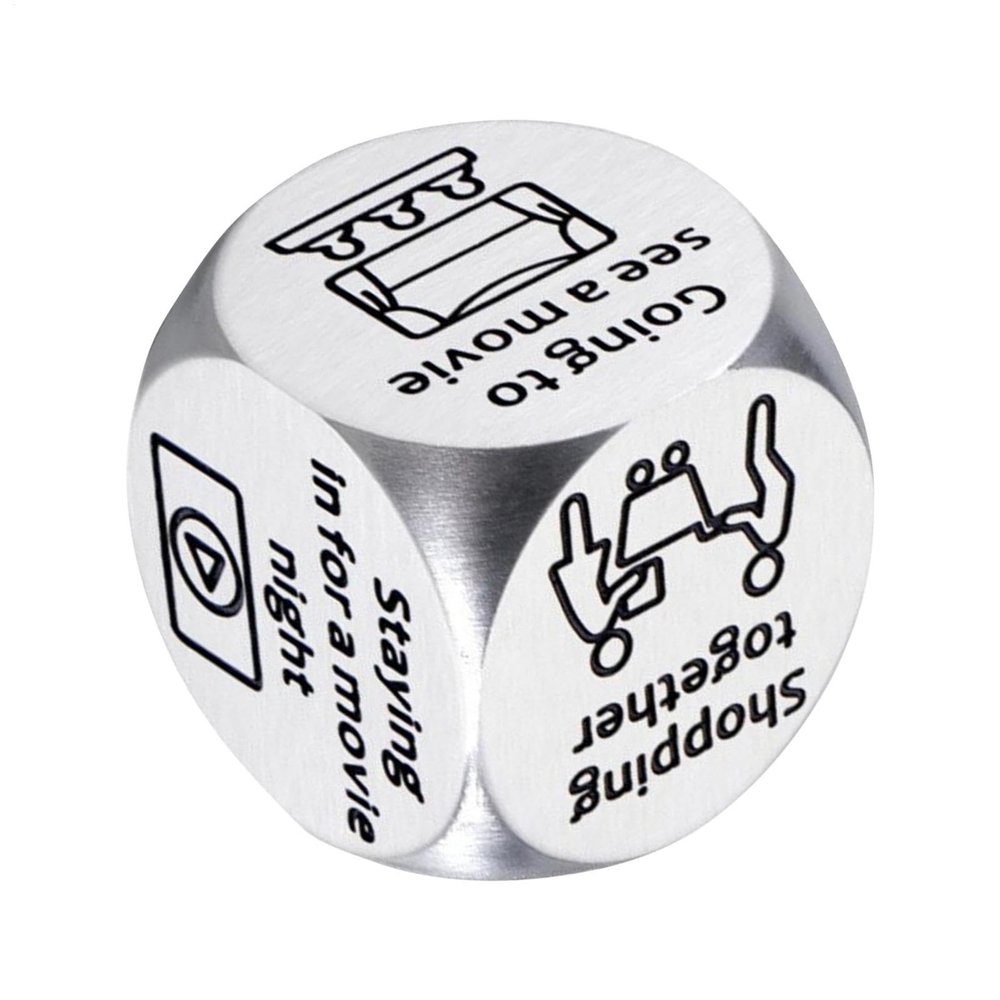 Date Night Dice - Couples Stainless Steel Engraved Dice Game, Portables Date Decision Tool | Romantic Gift Idea Compact Fun Planner for Couples Boyfriend Girlfriend Valentine Anniversaries