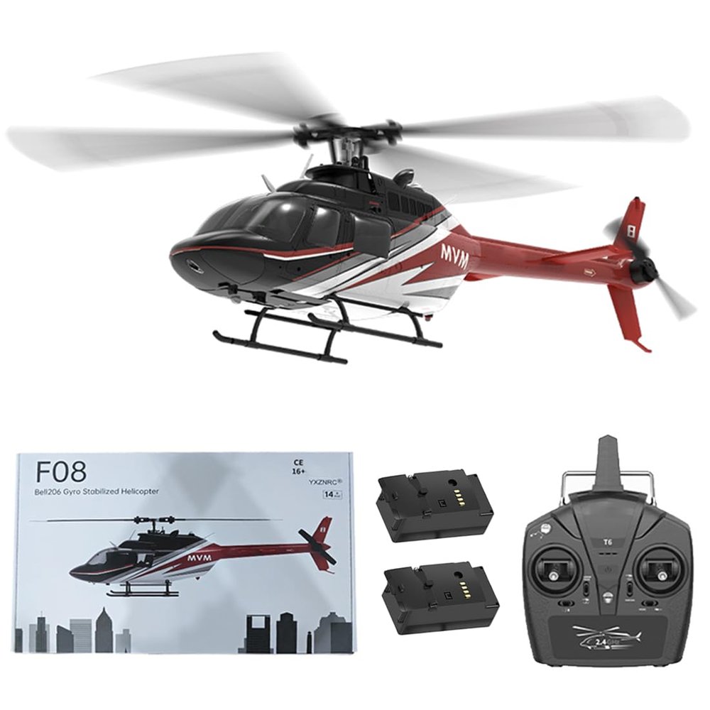 BrickCraftWorks 1/27 Scale Bell 206 2.4G 6CH Brushless Direct-Drive 6G Flybarless RC Helicopter Model with Optical Flow Positioning (RTF Version/Mode1/Mode2)