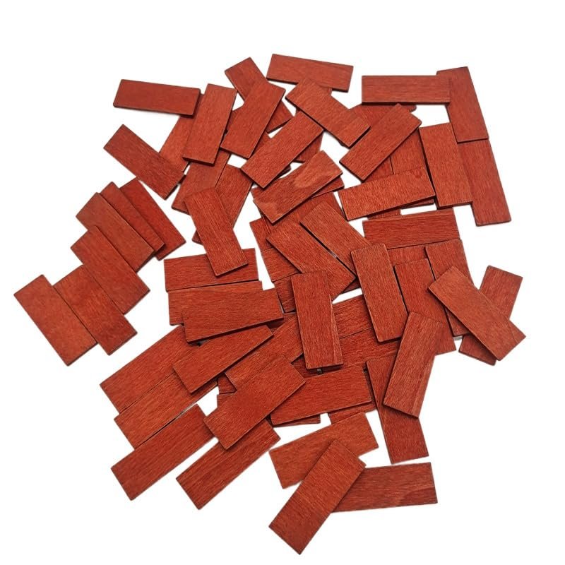100pieces Dollhouse Flooring Models 1:12 Scale, Miniature Wooden Dollhouse Floor Boards, Geometric Doll House Accessories (Red Brown)