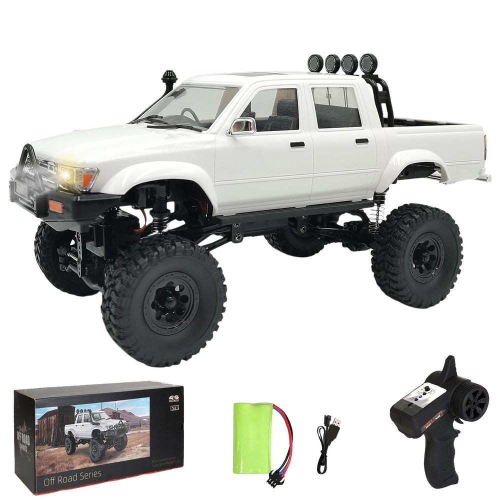 Kodbiby RC Crawlers, 1:16 Scale Remote Control Car, 2.4GHz 4WD All Terrain Electric Off-Road Vehicle with Headlights, Toy Car Gifts for Teens Adults