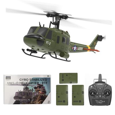BrickCraftWorks 1/34 UH-1 Huey 2.4G 6CH Brushless Direct-Drive 6G Flybarless RC Helicopter Model with Optical Flow Positioning (RTF Version/Mode1/Mode2)