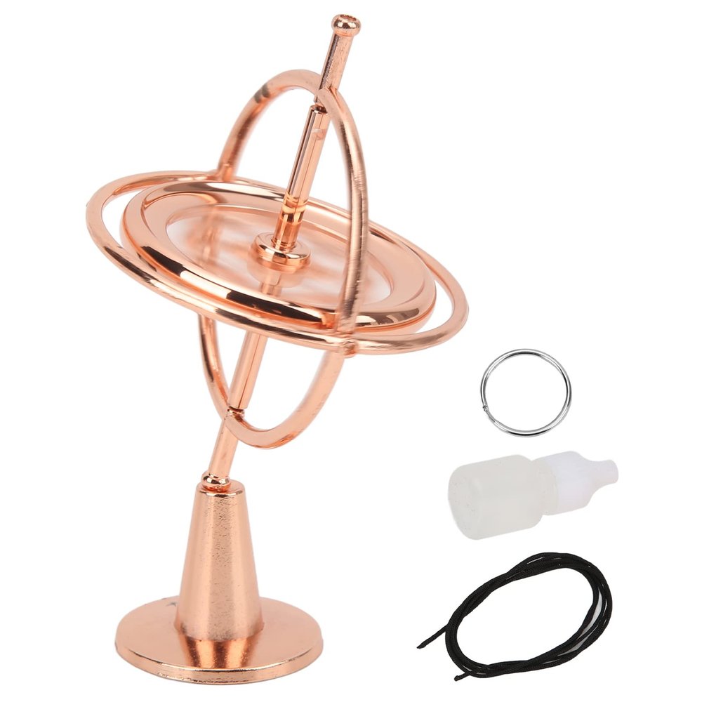 Metal Gyroscope, Decompression Toy with Balance Top Artifact for Anxiety Relief, zinc Alloy, Rose Gold