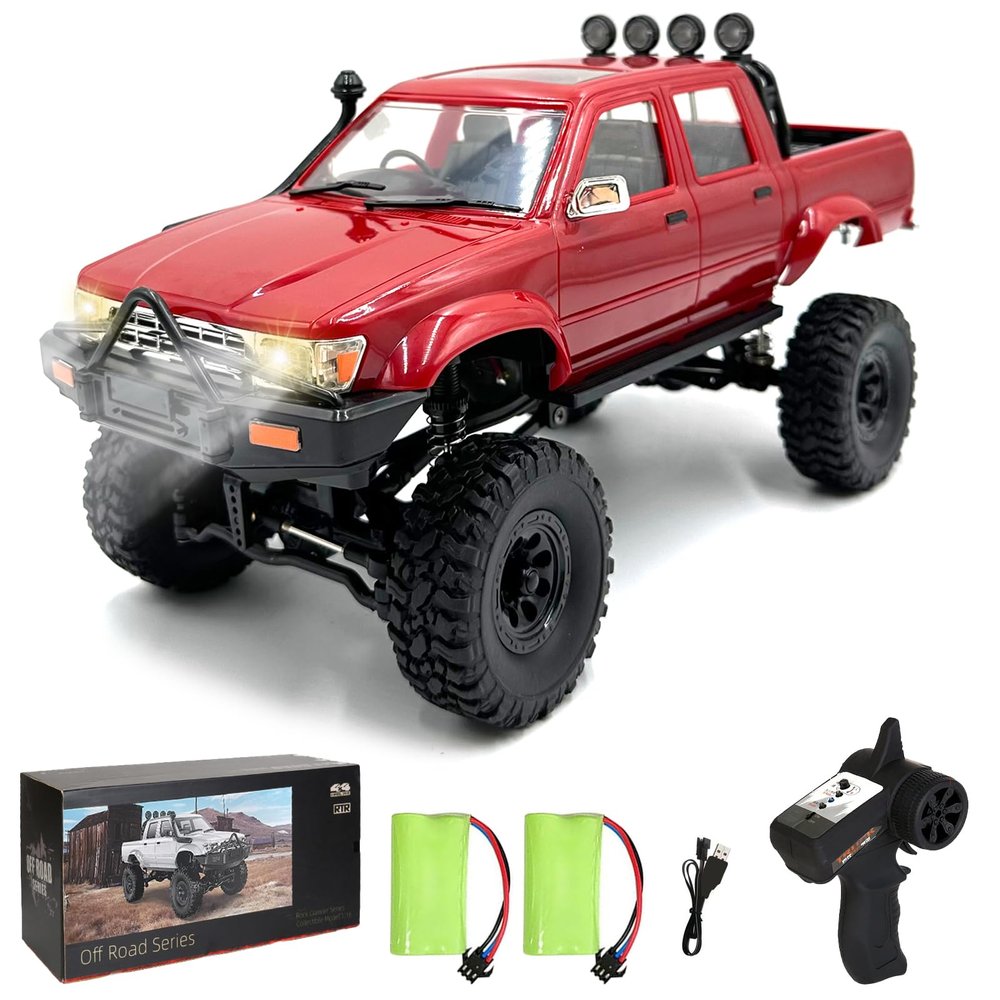 Kodbiby RC Crawlers, 1:16 Scale Remote Control Car, 2.4GHz 4WD All Terrain Electric Off-Road Vehicle with Headlights, Toy Car Gifts for Teens Adults