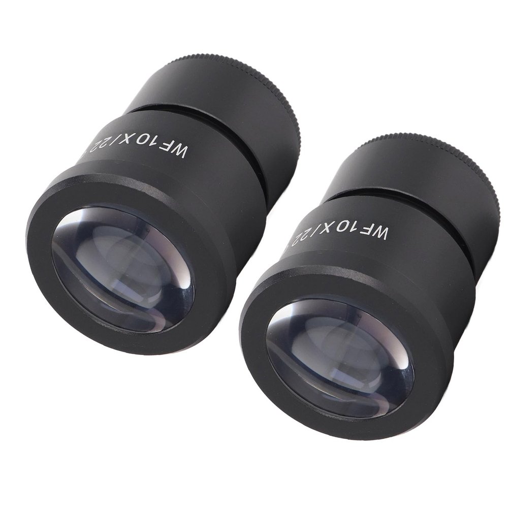 2Pcs 10X Wide Field Microscope Eyepiece, Super Widefield Biological Microscopes Aluminum Alloy Microscopes Lens Adapter