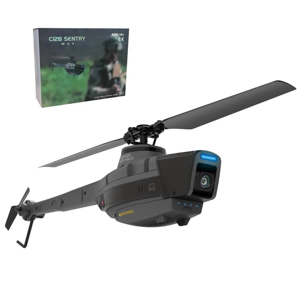 BrickCraftWorks 2.4G RC 4CH Aerial Vehicle Reconnaissance Military Aircraft Helicopter Model, Simulated Military Aircraft with Camera, Outdoor Indoor RC Toys Gift (RTF Version)