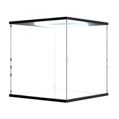 3mm Thickness Acrylic Display Case with Sliding Door Clear Box, USB LED Ring Light and Mirror Reflection - Perfect for Figure Models and Artwork Collectible Countertop Boxes (Height 10 CM, 30X30)