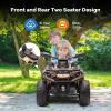 2 Seater Ride On Car, 24V 4WD Electric ATV Car for Kids, Leather Seaters, Safety Belt, Bluetooth, 1.86 to 4.79 Mph 4 Wheeler Electric Toy Car As Gift for Boys, Girls, Brown view 2
