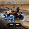 2 Seater Ride On Car, 24V 4WD Electric ATV Car for Kids, Leather Seaters, Safety Belt, Bluetooth, 1.86 to 4.79 Mph 4 Wheeler Electric Toy Car As Gift for Boys, Girls, Brown view 3