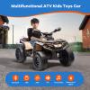 2 Seater Ride On Car, 24V 4WD Electric ATV Car for Kids, Leather Seaters, Safety Belt, Bluetooth, 1.86 to 4.79 Mph 4 Wheeler Electric Toy Car As Gift for Boys, Girls, Brown view 4