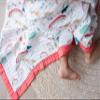 100% Cotton Muslin Baby Blanket | Soft & Breathable 6-Layer Swaddle & Receiving Blanket | Lightweight Quilt for Newborns, Infants & Toddlers | Gender-Neutral (Unicorn & Rainbows - Red Trim) view 2