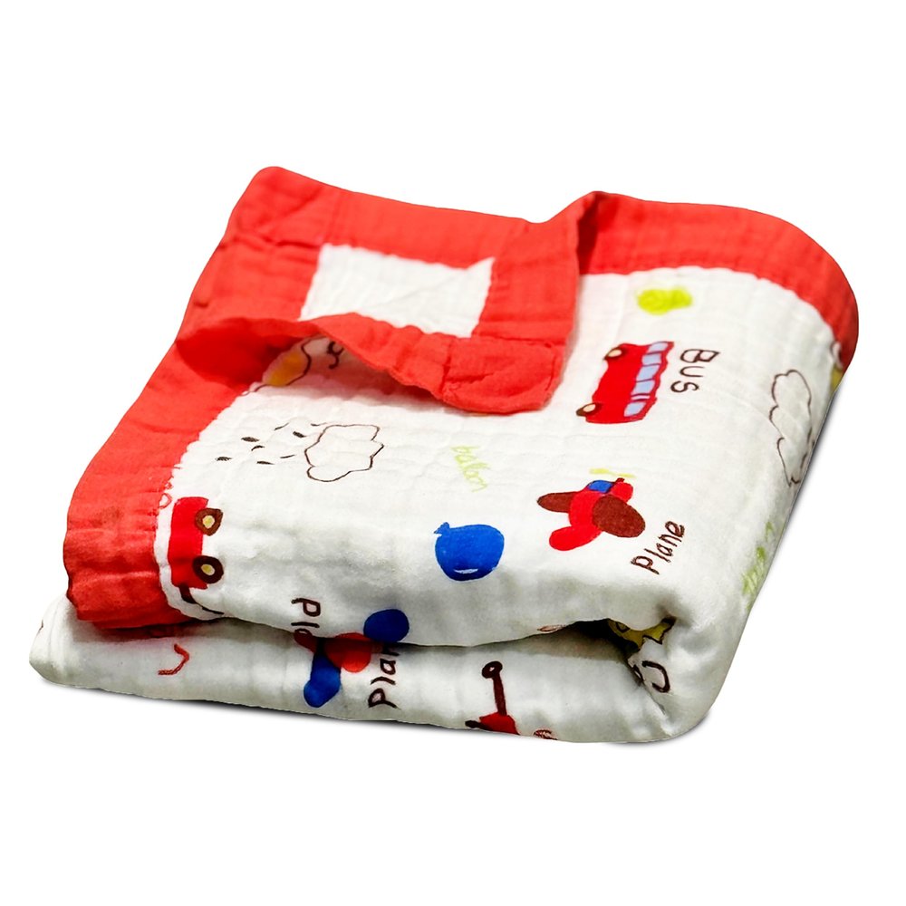 100% Cotton Muslin Baby Blanket | Soft & Breathable 6-Layer Swaddle & Receiving Blanket | Lightweight Quilt for Newborns, Infants & Toddlers | Gender-Neutral (Vroom Vroom)