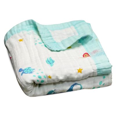100% Cotton Muslin Baby Blanket | Soft & Breathable 6-Layer Swaddle & Receiving Blanket | Lightweight Quilt for Newborns, Infants & Toddlers | Gender-Neutral (Magical Mermaid Dreams)