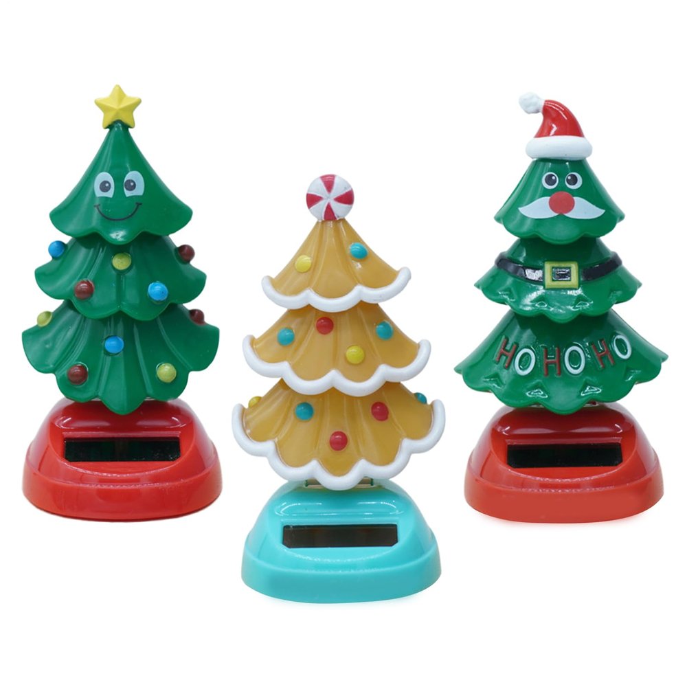 3 Pack Solar Dancing Christmas Tree, Christmas Solar Wobble Figure Christmas Tree Swinging Toy Car Dashboard Decor, Christmas Solar Dancing Toys, Solar Dancing Doll Christmas Tree Decor