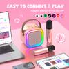 2026 Newest Mini Karaoke Machine for Kids Girls & Boys - Portable Bluetooth Speaker with 2 Wireless Microphones - Kids Birthday Gifts for Ages 4-10 - Kids' Instrument Accessories - Rose Gold view 2