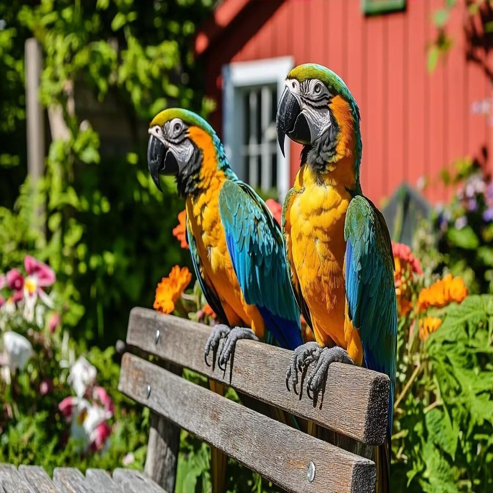 1000 Piece Adult Jigsaw Puzzle - Two Parrots on a Bench Detail Funny Life Puzzle Relaxation