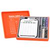 AUSIIBTO Dice Tray and Storage Case for Farkle Game - Includes Embedded Scoring Combinations, 4 Sets of 6 Pearl Dice, 50 Sheet Score Pad and Pen Holder for The Classic Family Game - Orange red view 1