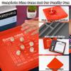 AUSIIBTO Dice Tray and Storage Case for Farkle Game - Includes Embedded Scoring Combinations, 4 Sets of 6 Pearl Dice, 50 Sheet Score Pad and Pen Holder for The Classic Family Game - Orange red view 3