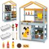 Costzon Mud Kitchen, 3-in-1 Double-Sided Kids Kitchen, BBQ Grill & Grocery Playset with Sink, Faucet, Blackboard, Storage Bag & Baskets, Indoor Outdoor Play Kitchen Gifts for Boys Girls 3+ view 1