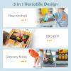 Costzon Mud Kitchen, 3-in-1 Double-Sided Kids Kitchen, BBQ Grill & Grocery Playset with Sink, Faucet, Blackboard, Storage Bag & Baskets, Indoor Outdoor Play Kitchen Gifts for Boys Girls 3+ view 2