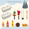 Costzon Mud Kitchen, 3-in-1 Double-Sided Kids Kitchen, BBQ Grill & Grocery Playset with Sink, Faucet, Blackboard, Storage Bag & Baskets, Indoor Outdoor Play Kitchen Gifts for Boys Girls 3+ view 3