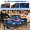 Giantex 48" Poker Table Foldable - 8 Player Octagon Texas Holdem Poker Tables w/ 8 Cup Holders, Casino-Grade Felt Surface, Padded Rails, Portable Folding Card Game Table for Blackjack (Blue+Black) view 3
