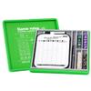 AUSIIBTO Dice Tray and Storage Case for Farkle Game - Includes Embedded Scoring Combinations, 4 Sets of 6 Pearl Dice, 50 Sheet Score Pad and Pen Holder for The Classic Family Game - Green and Grey view 1