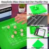 AUSIIBTO Dice Tray and Storage Case for Farkle Game - Includes Embedded Scoring Combinations, 4 Sets of 6 Pearl Dice, 50 Sheet Score Pad and Pen Holder for The Classic Family Game - Green and Grey view 2