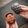 HEAIQI Desk Tea Pet Purple Sand Handmade Tea Pet Tortoise Shell Tea Play Tea Art Office Home Decoration Chinese Style Desktop Decoration Figurine Tea Set Accessories(A) view 3