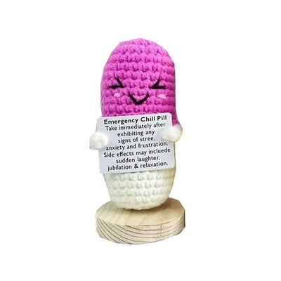 Crochet Emotional Support Chill Pill, Mood Support Pills, Calming Pills, Desk Decor, Home Desktop Decor, Great Gift for Doctors, Nurses and Patients (Emergency Chill Pill)